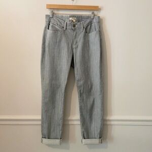 Eileen Fisher Railroad Striped Skinny Jeans Blue White Size 8 Minimalist Stretch